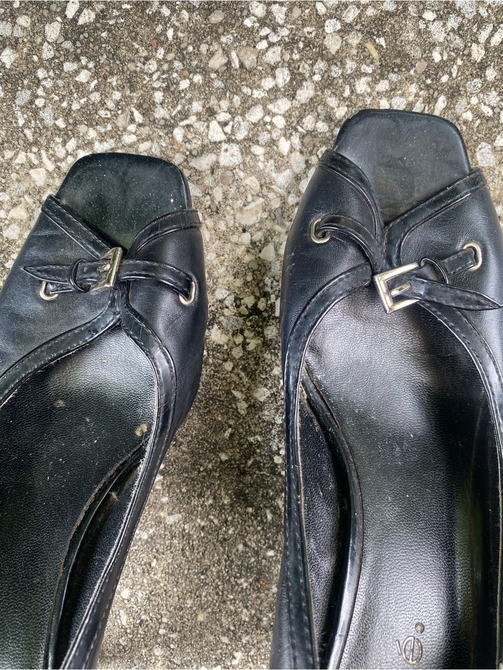 Maripe Black Peep-Toe Leather Heels - Picture 9 of 13